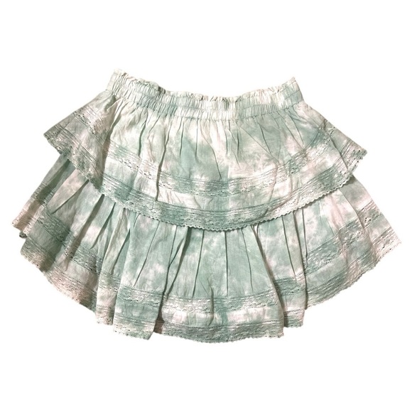 Love Shack Fancy Mint Green Ruffle Mini Skirt Size XS - Picture 5 of 12